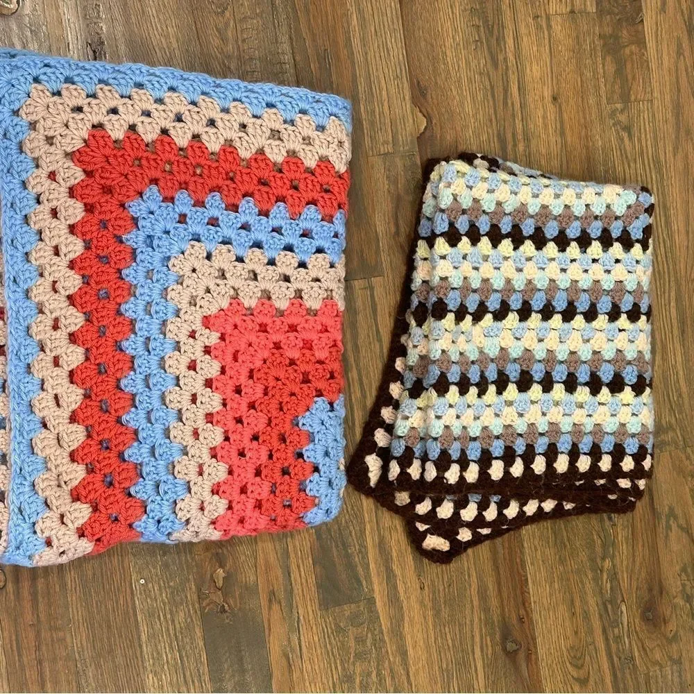 Handmade Crochet afghans Rectangular Throws - Pastels & Browns